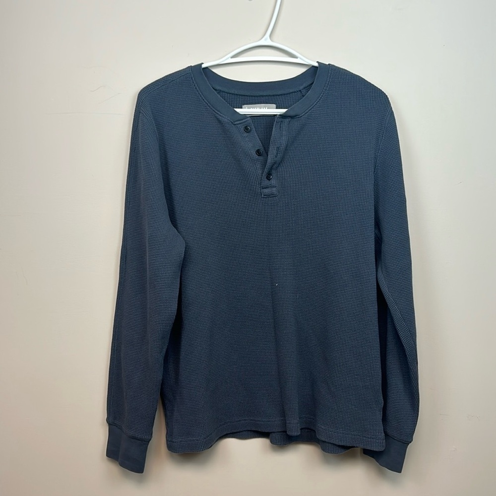 EVERLANE MEN 100% organic cotton waffle knit Henley long sleeve